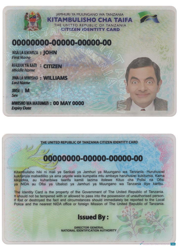 Download Tanzania ID version 2 Photoshop template